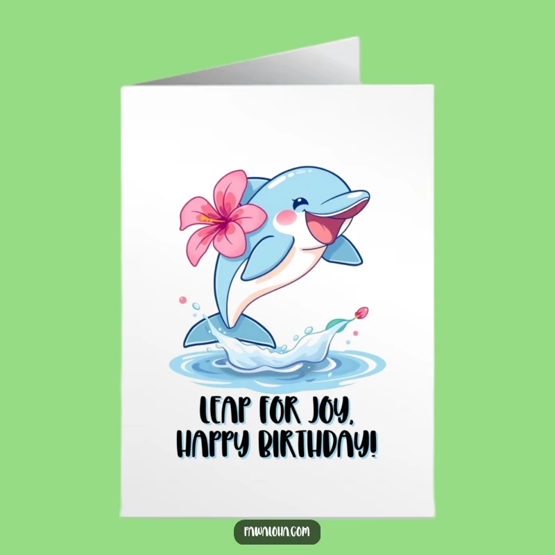 Dolphin Hibiscus Birthday Card: Free Printable & Funny Downloadable Gift