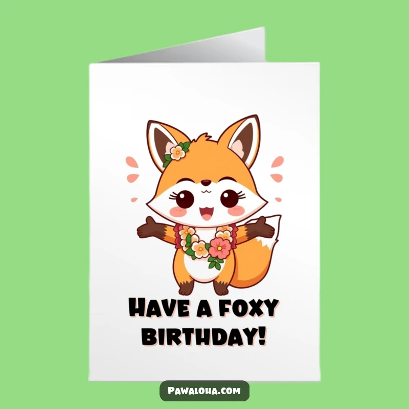 Free Printable Birthday Card: Aloha Fox Greeting - Funny Downloadable Party Starter!