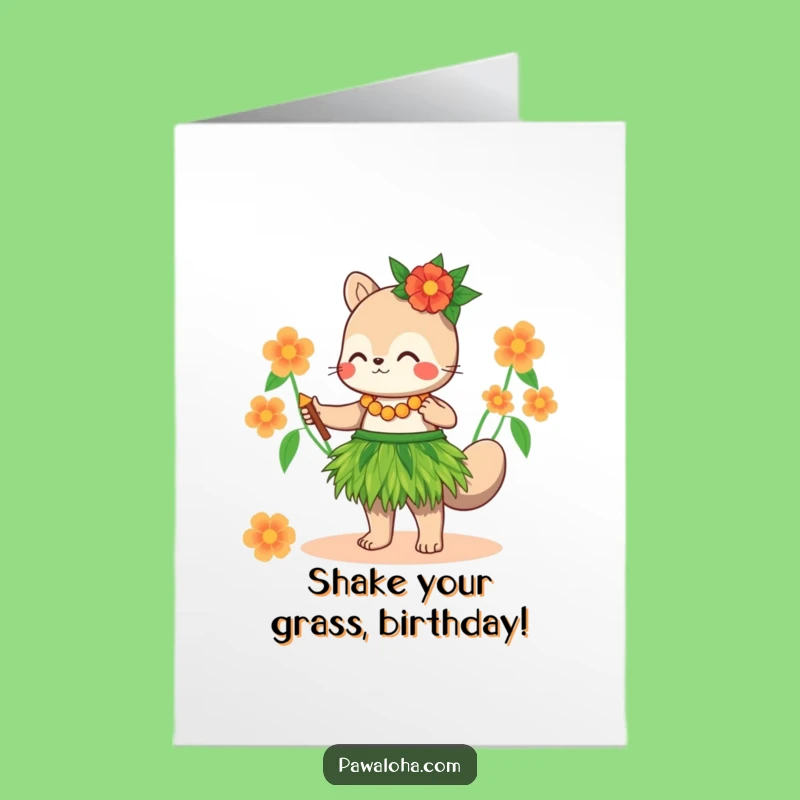 Free Printable Birthday Card: Hula Animal - Fun Downloadable Gift for a Tropical Birthday Bash