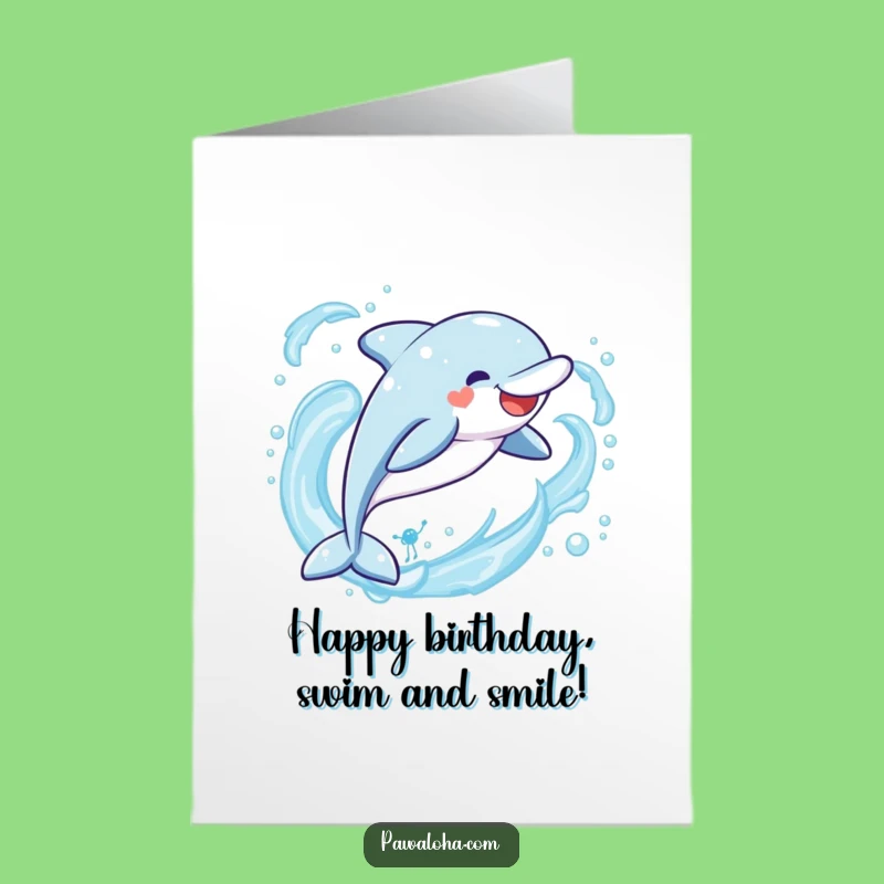 Free Printable Birthday Card: Joyful Dolphin Leap, Downloadable Fun Greeting