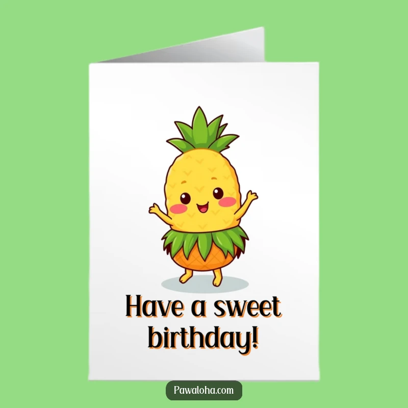 Free Printable Birthday Card: Kawaii Pineapple Dancing Fun!