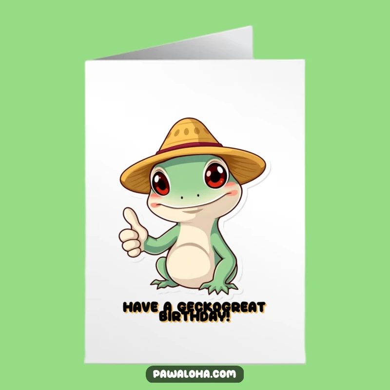Free Printable Birthday Card: Smiling Gecko Thumbs Up, Funny Tropical Fun, DIY Downloadable Gift!