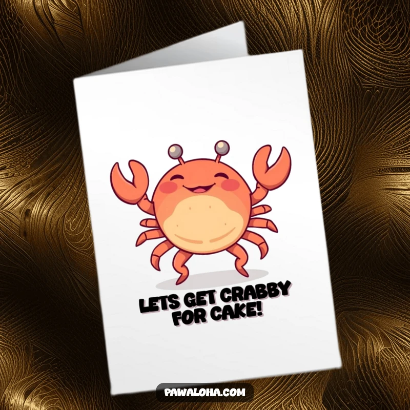 Funny Free Printable Birthday Card: A cheerful crab bends low doing a funny limbo dance, having a fantastic time.