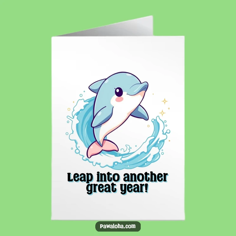 Free Printable Dolphin Birthday Card - Playful Leaping Dolphin, Funny Downloadable Greeting for Fun!