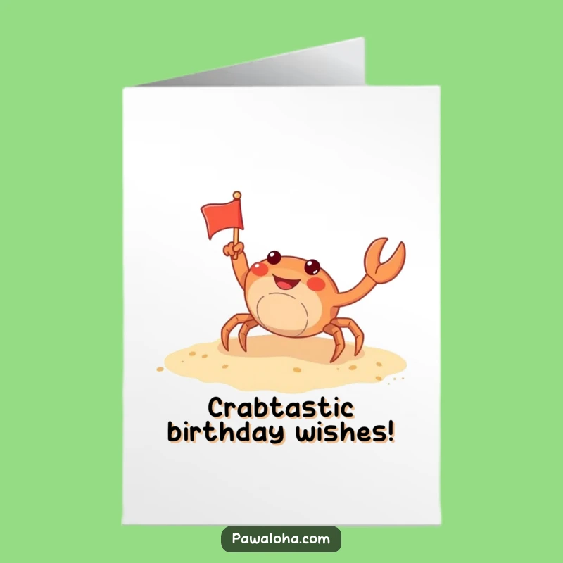 Free Printable Funny Birthday Card: Crab's Beach Bash - Cheerful Downloadable Gift