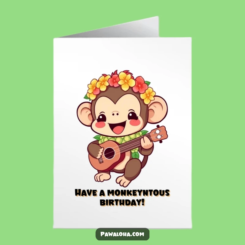 Free Printable Kawaii Monkey Birthday Card - Aloha Birthday Fun Funny Downloadable!