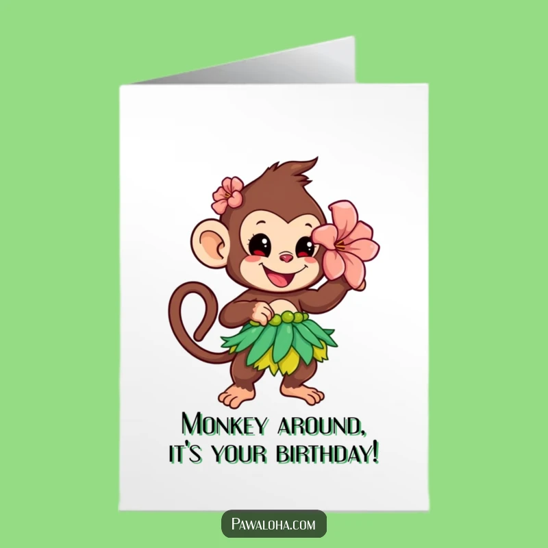 Free Printable Monkey Birthday Card: Funny Hula Monkey Gift, Print at Home