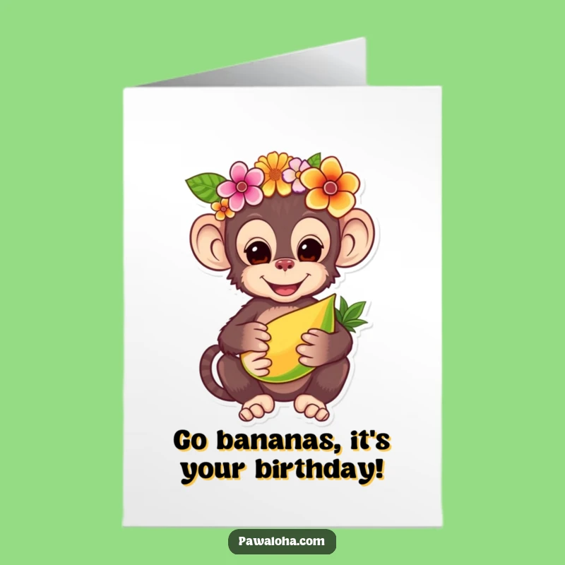 Free Printable Monkey Birthday Card - Tropical Downloadable Gift for Fun