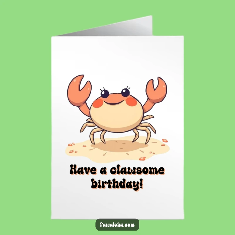 Free Printable Birthday Card: Joyful Crab Shuffle, Funny Beach Birthday, DIY Downloadable Gift!