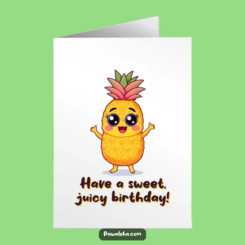 Free Printable Birthday Card Pineapple Samba Googly Eyes Funny Downloadable Gift