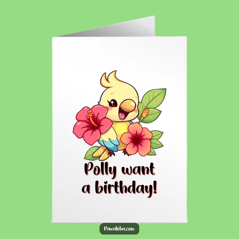 Free Printable Parrot Birthday Card: Tropical Flower Fun