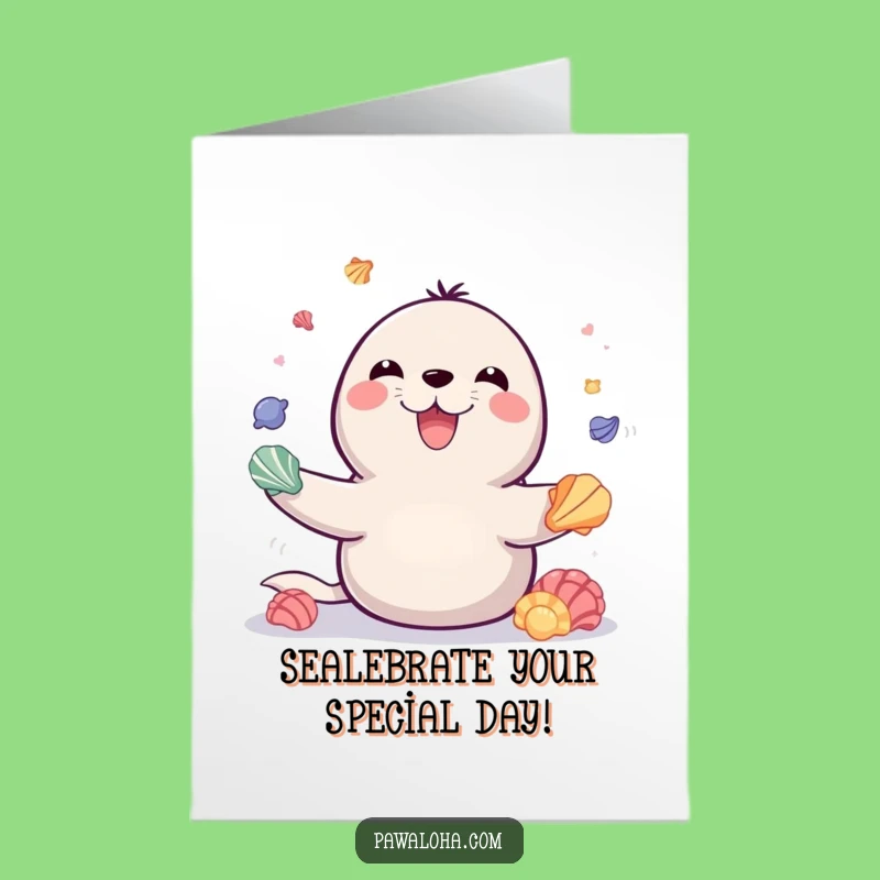 Free Printable Juggling Seal Birthday Card - Fun Downloadable Gift for Smiles
