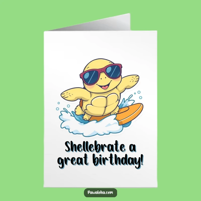 Free Printable Surfing Turtle Birthday Card - Cool Downloadable Gift for Fun