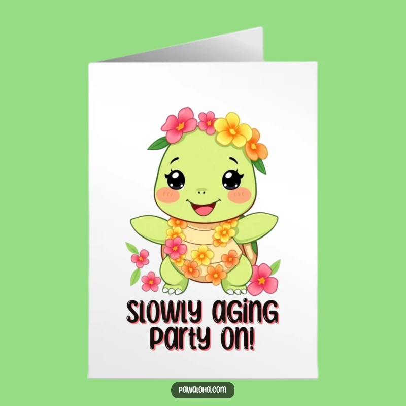 Free Printable Turtle Birthday Card: Happy Aloha Downloadable Gift