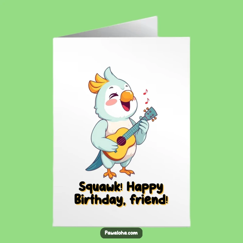Free Printable Birthday Card: Joyful Parrot Serenade - Downloadable & Print at Home Fun!