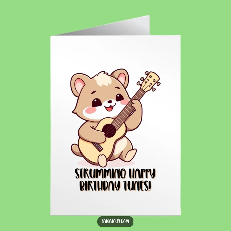 Free Printable Birthday Card Happy Ukulele Animal Wide Smile Downloadable Gift