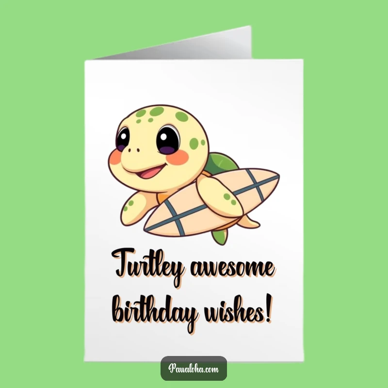 Free Printable Turtle Birthday Card: Funny Surfer Turtle Gift, Print at Home