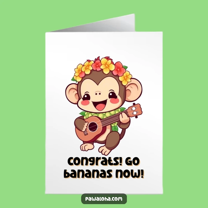 Free Printable Kawaii Monkey Congrats Card - Tropical Triumph Funny Downloadable!