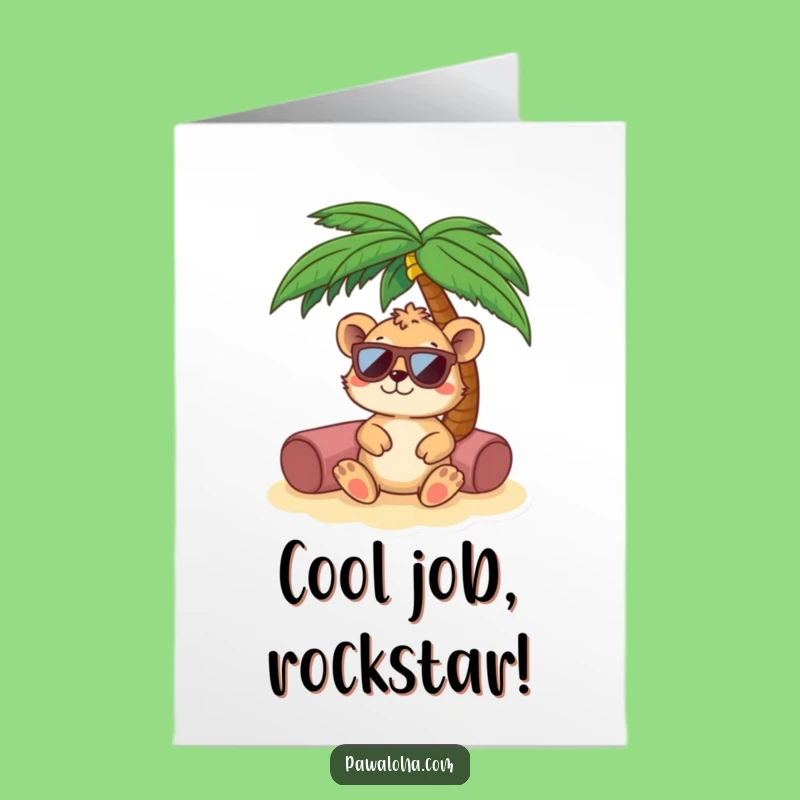 Free Printable Congrats Card Relaxed Animal Sunglasses Palm Tree Download