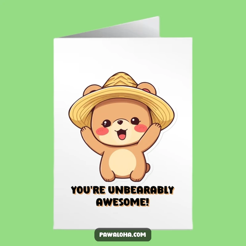 Free Printable Bear Congratulations Card: Hat Trick Success