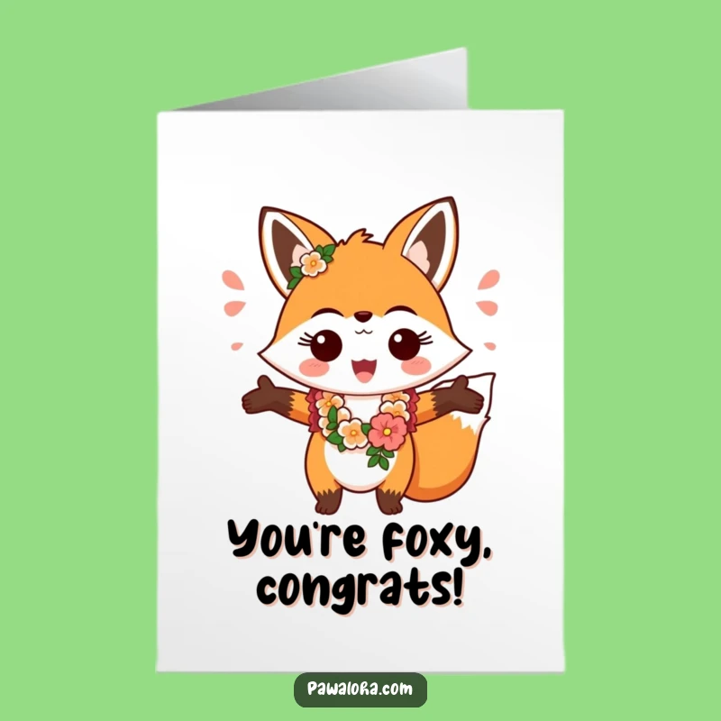 Free Printable Congrats Card: Aloha Fox Celebrates - Your Funny Downloadable Gift!