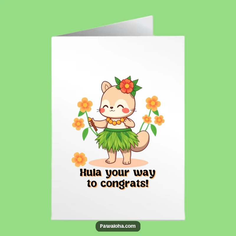 Free Printable Congrats Card: Festive Hula Animal - Humorous Downloadable for Tropical Celebrations