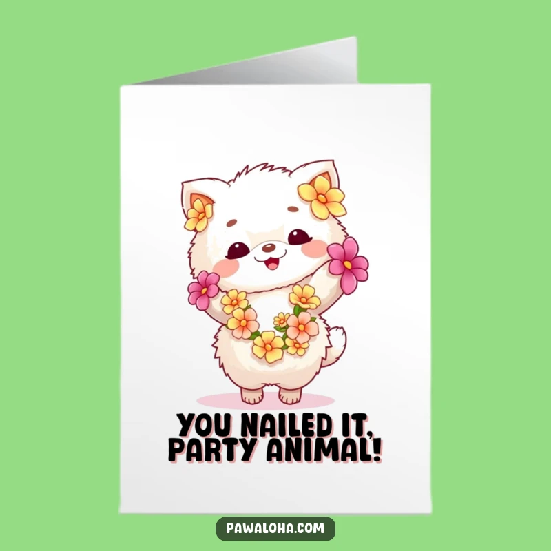 Free Printable Congrats Card Fluffy Animal Lei Dancer Joyful Celebration Download