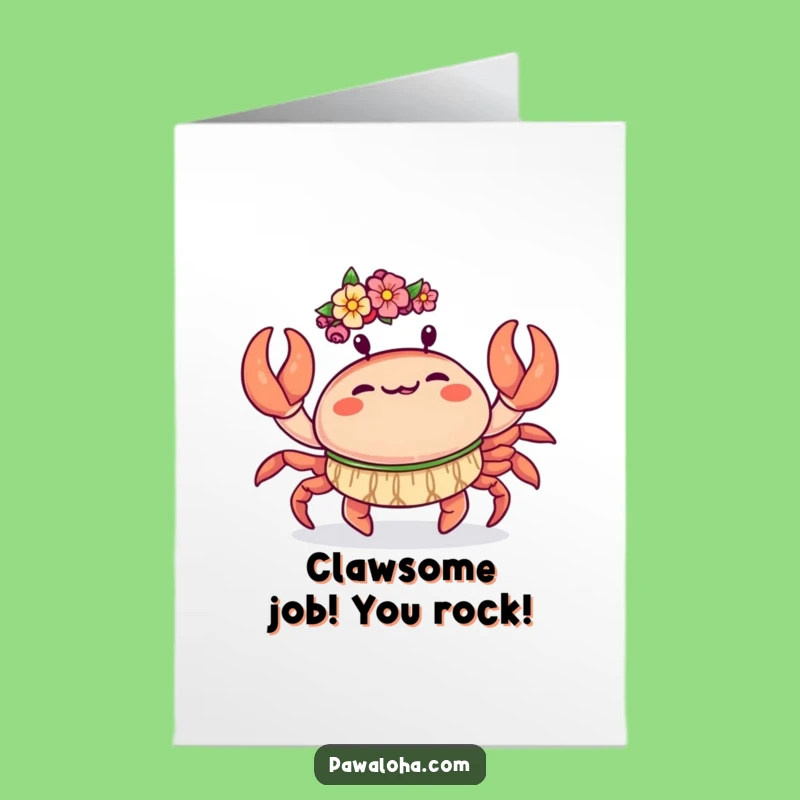 Free Printable Congrats Card: Funny Kawaii Crab Hula Celebration Downloadable Gift