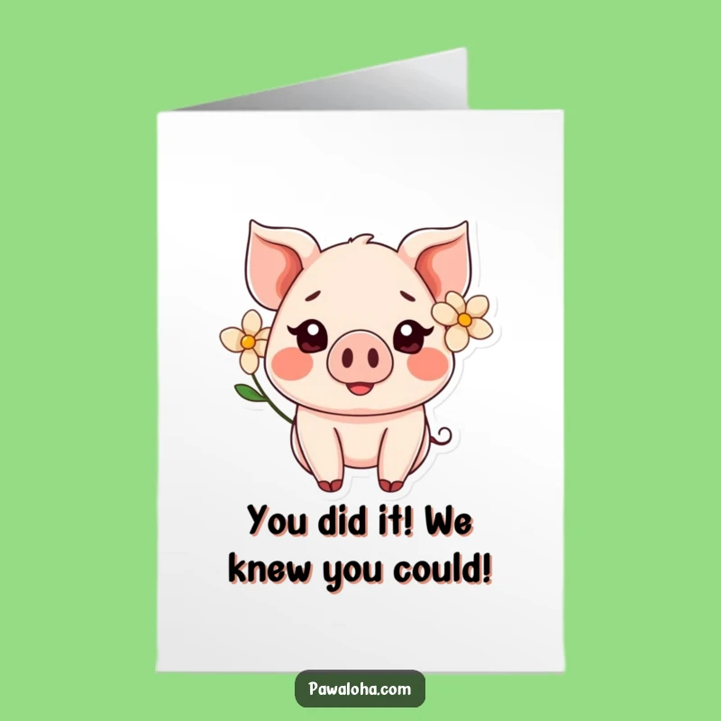 Free Printable Congrats Card: Kawaii Pig Flower Celebration!