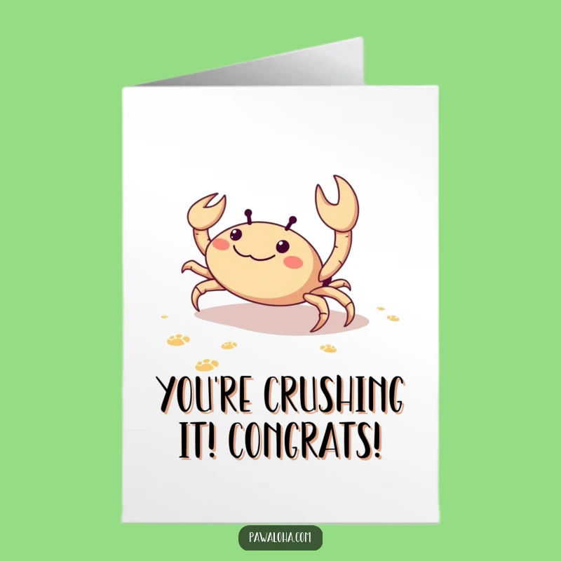 Free Printable Crab Congrats Card - Sideways Success Downloadable Gift