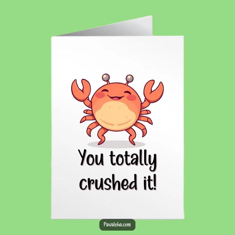 Free Printable Crab Limbo Congrats Card: Humorous Downloadable Gift for Overcoming Challenges