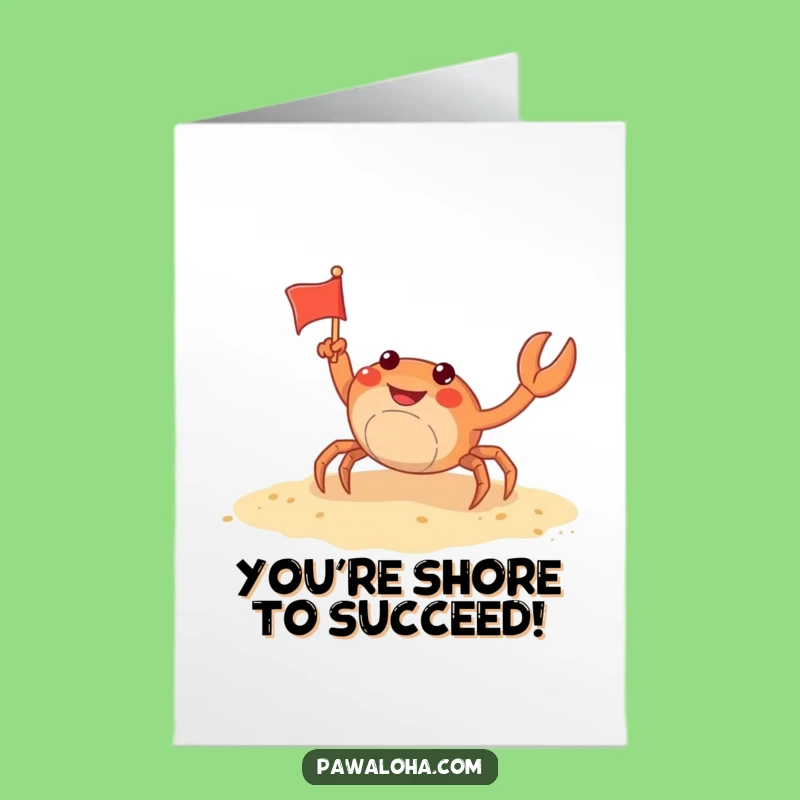 Free Printable Funny Congrats Card: Crab's Victory Wave - Joyful Downloadable Gift