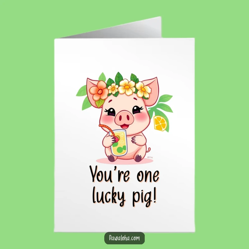 Free Printable Funny Congrats Card: Pig's Island Celebration - Joyful Downloadable Gift