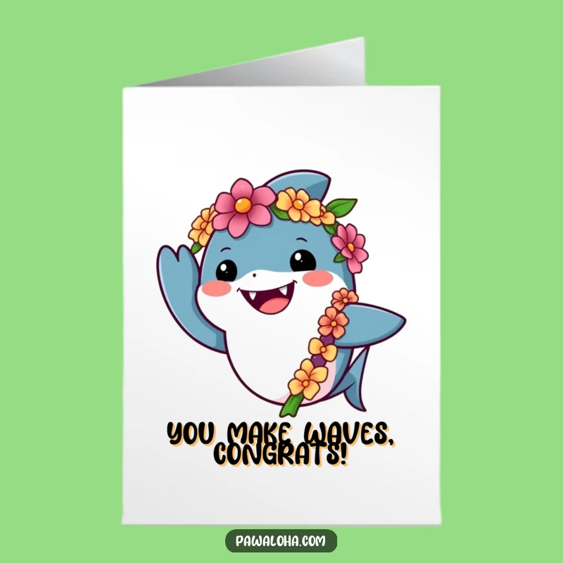 Free Printable Funny Congrats Card: Shark's Wave of Success - Joyful Downloadable Gift