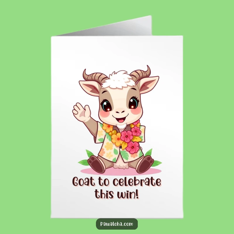 Free Printable Goat Card: Aloha Cheer Congrats Downloadable