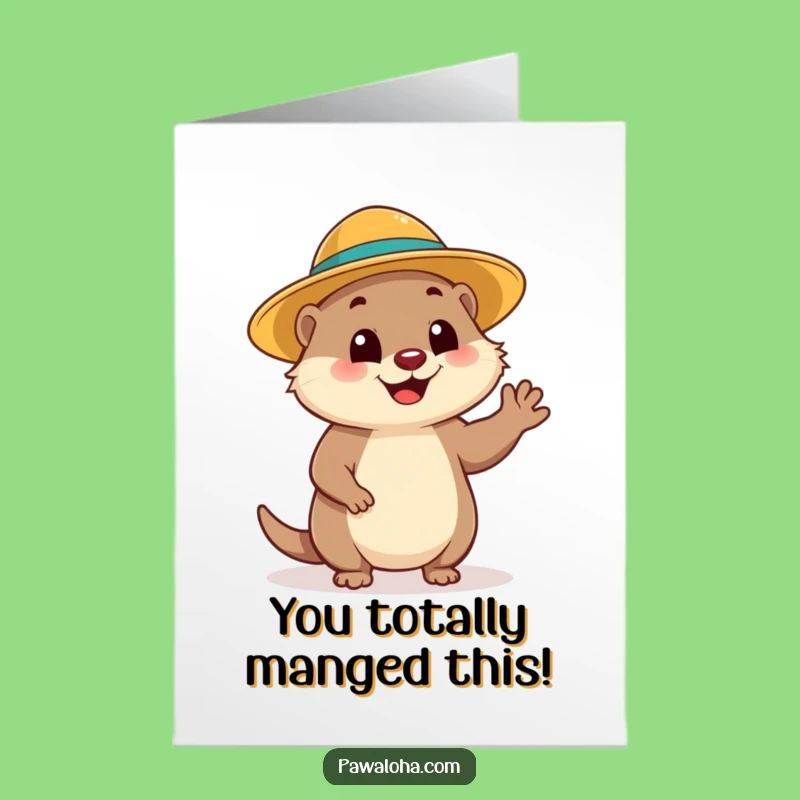 Free Printable Mongoose Congratulations Card: Funny Waving Mongoose Gift, Downloadable Art