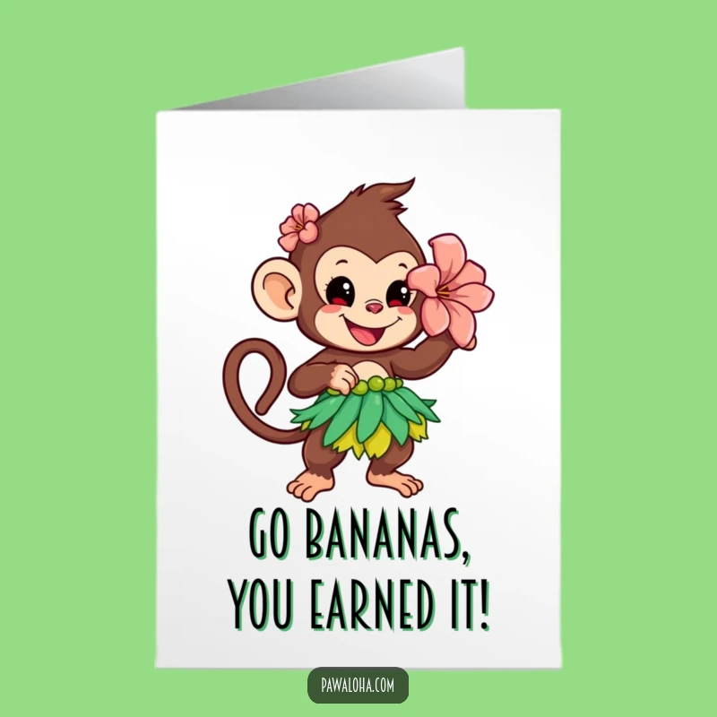 Free Printable Monkey Congratulations Card: Funny Hula Monkey Gift, Downloadable Art