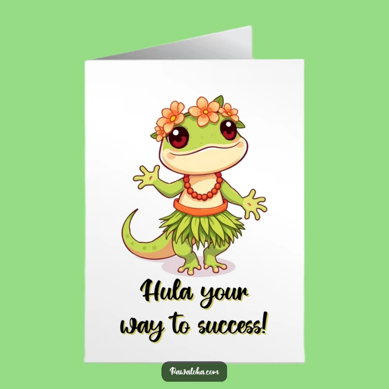 Free Printable Congrats Card: Funny Hula Gecko Celebration - Downloadable & Print at Home!