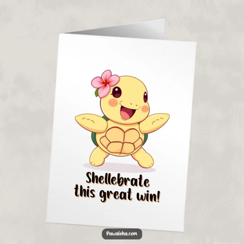 Funny Free Printable Congratulations Card: A sea turtle dancing the hula, a symbol of celebration and good times, perfect for gifting.