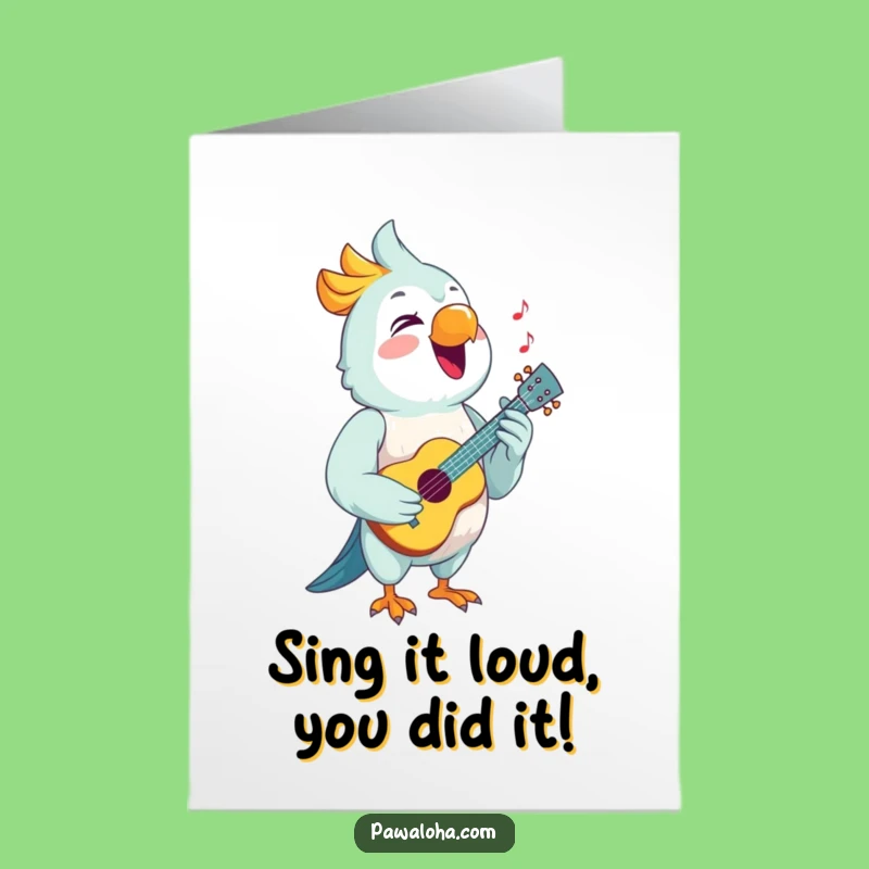 Free Printable Congrats Card: Parrot's Tune of Triumph - Downloadable & Print at Home!