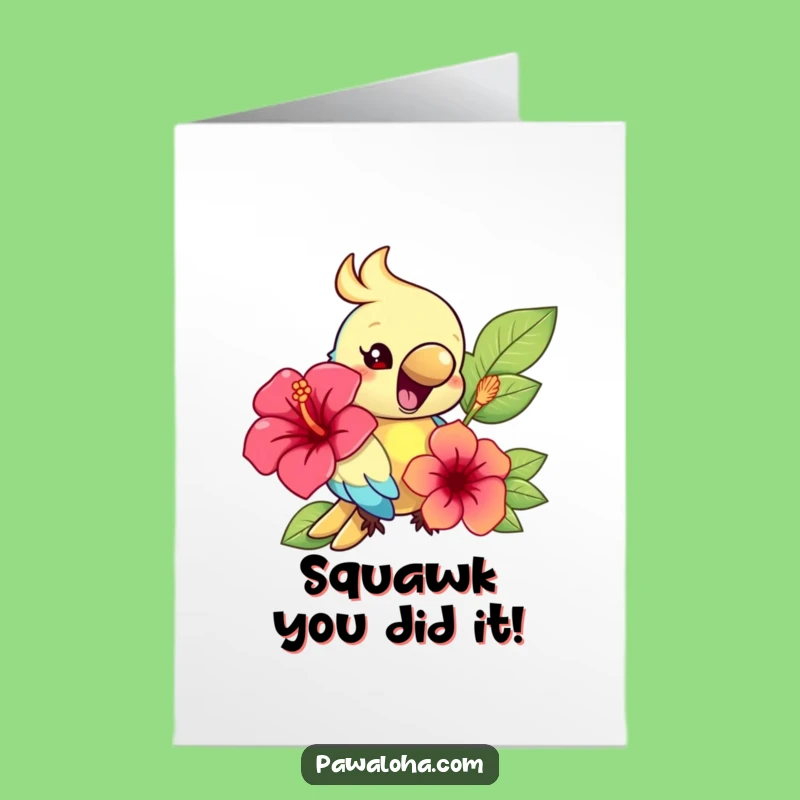 Free Printable Parrot Congratulations Card: Tropical Bloom Greeting