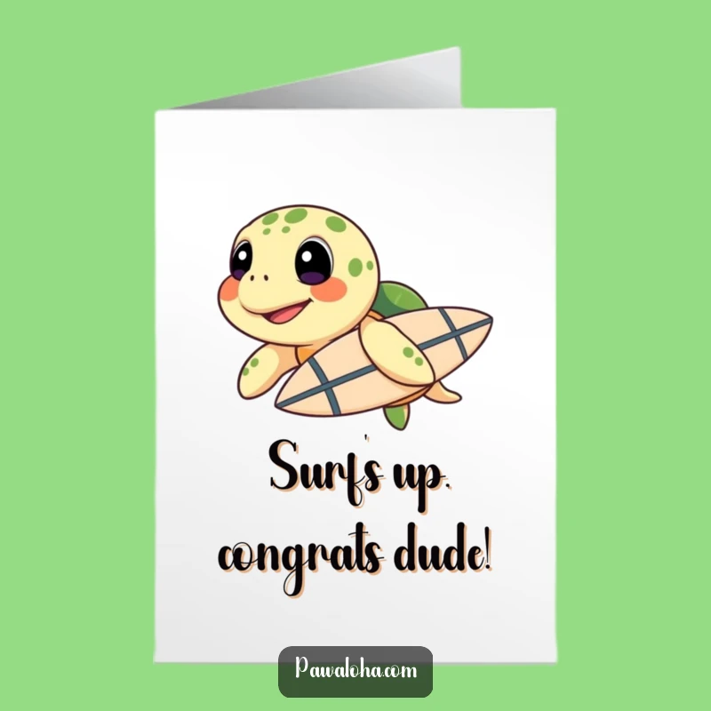 Free Printable Turtle Congratulations Card: Funny Surfer Turtle Gift, Downloadable Art