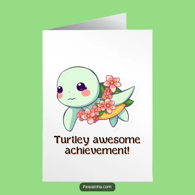 Free Printable Congrats Card: Kawaii Turtle Garland Celebration Downloadable Gift