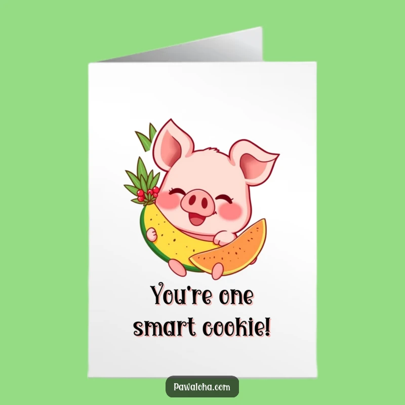 Free Printable Pig Congratulations Card: Tropical Fruit Celebration