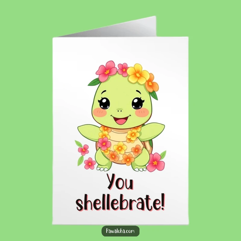 Free Printable Turtle Congrats Card: Happy Aloha Downloadable Gift