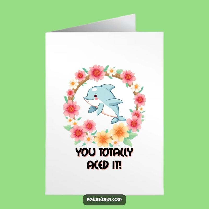 Free Printable Kawaii Dolphin Congratulations Card: Funny Leaper Downloadable Gift