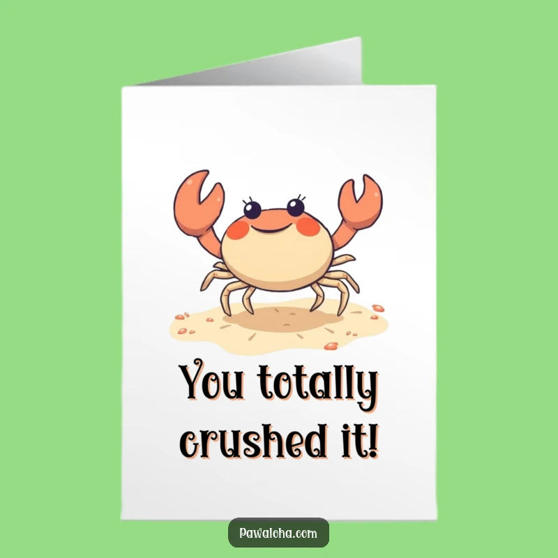 Free Printable Congrats Card: Joyful Crab Shuffle, Funny Beach Success, DIY Downloadable Gift!