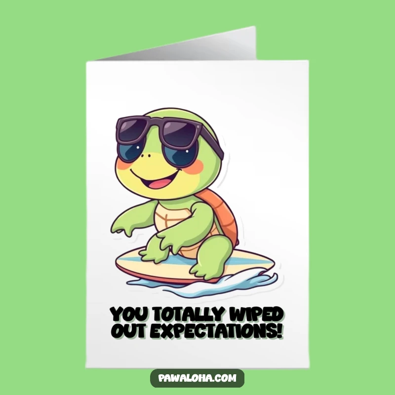 Free Printable Surfing Turtle Card - Funny Congrats Cool Downloadable Gift