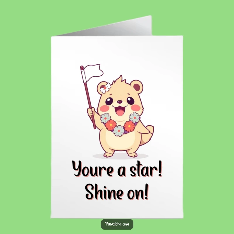 Free Printable Congrats Card: Leis Creature Flag Waving - Hilarious Downloadable Greeting