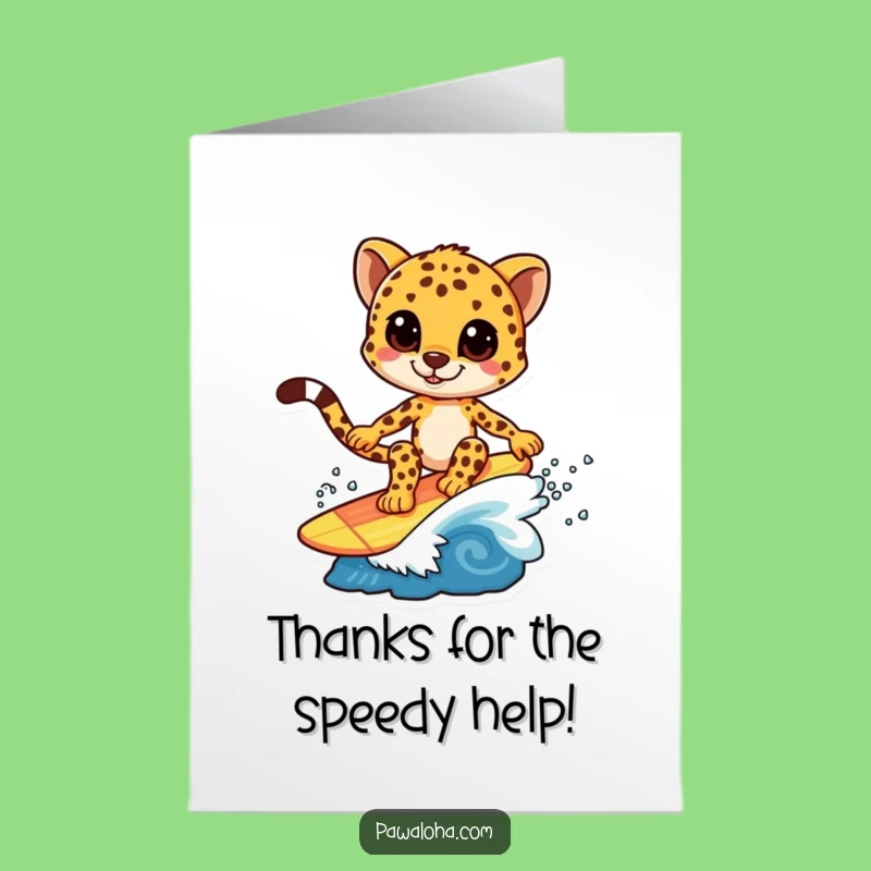 Free Printable Cheetah Thank You Card: Grateful Wave Rider